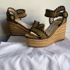 Worn once!   Jimmy Choo suede wedges